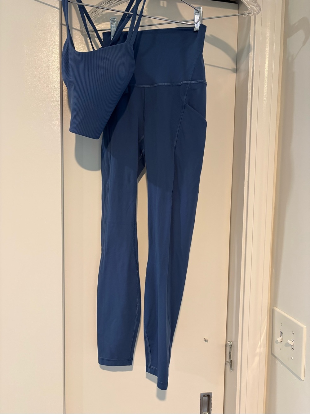 Lululemon Set Align Pocket Legging 25" Size 2 Like A Cloud Ribbed Bra Size 6 Blu